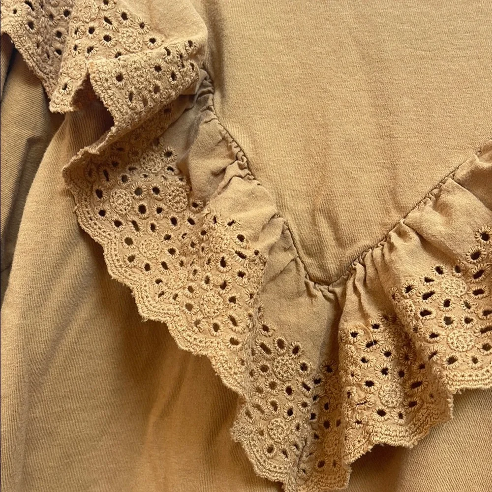 Girls Brown Ruffle Top - Picture 2 of 5